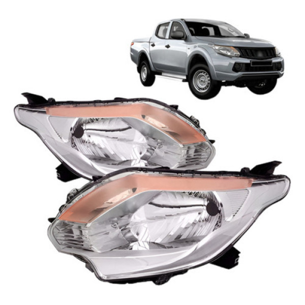 Par Farol L200 Triton 2016 2017 Manual Cromado C Pisca Âmba