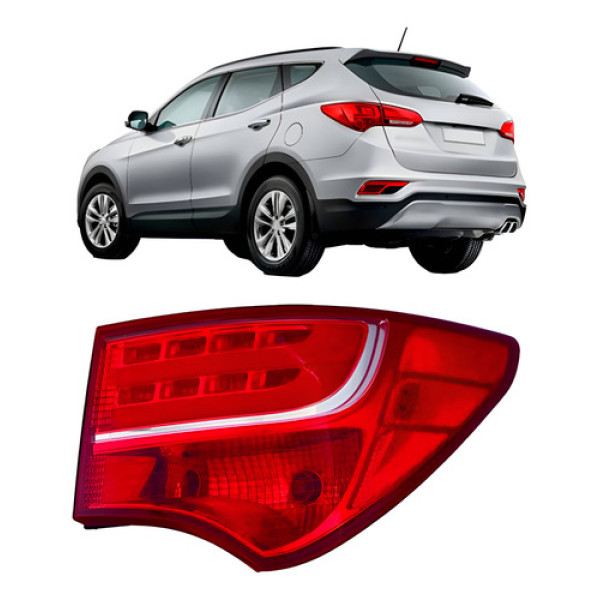 Lanterna Traseira Santa Fe 2014 2015 2016 Canto Com Led Esquerdo/motorista