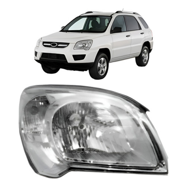 Farol Kia Sportage 2009 2010 2011 Cromado Direito/passageiro