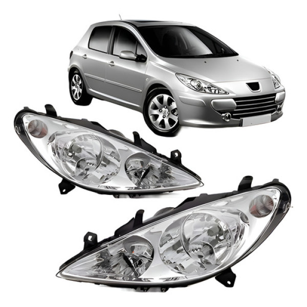 Par Farol Para Peugeot 307 2001 2002 2003 A 2005 C/ Auxiliar