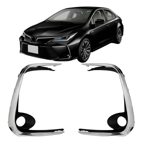 Par Moldura Milha Corolla 2020 A 2021 Cromada Cromado