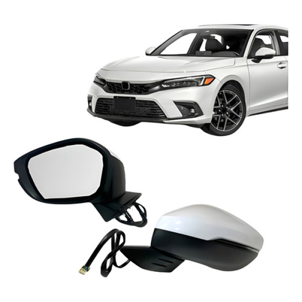 Retrovisor Externo Civic 2023 2024 Branco Eletrico Com Pisca