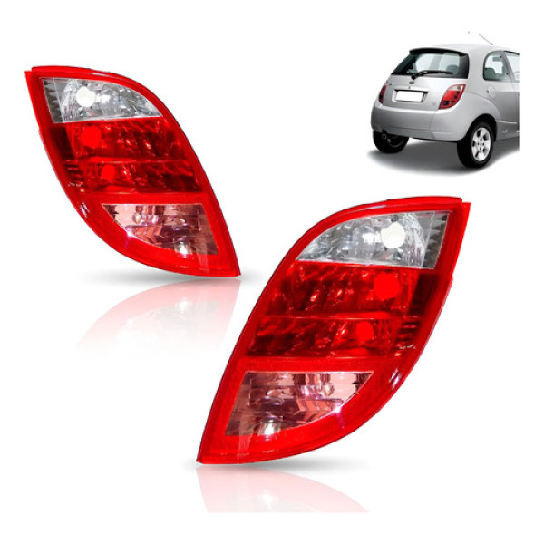 Par Lanterna Traseira Ford Ka 2003 A 2007 Cristal Re Rosa Ambos Lados Bicolor