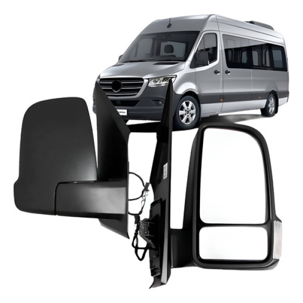 Par Retrovisor C/ Pisca Capa Texturizada Sprinter 20 A 22 Preto