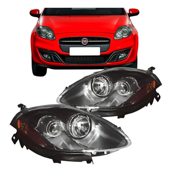 Farol Fiat Bravo 2010 2011 12 2013 2014 2015 2016 Fume Black