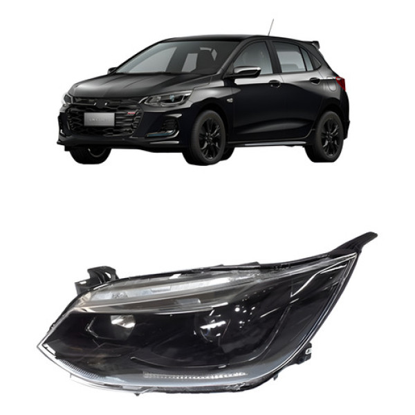 Farol Manual Onix 2020 A 2022 Mascara Negra C/ Projetor