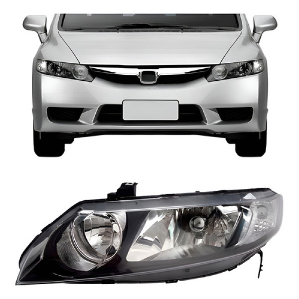 Farol New Civic 2012 2013 2014 Novo Lado Esquerdo Esquerdo/motorista