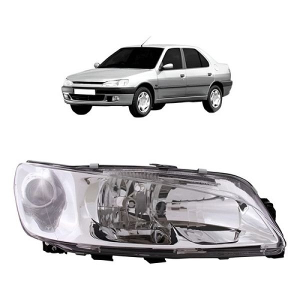 Farol Peugeot 306 1999 2000 01 02 2003 Foco Duplo Lente Lisa