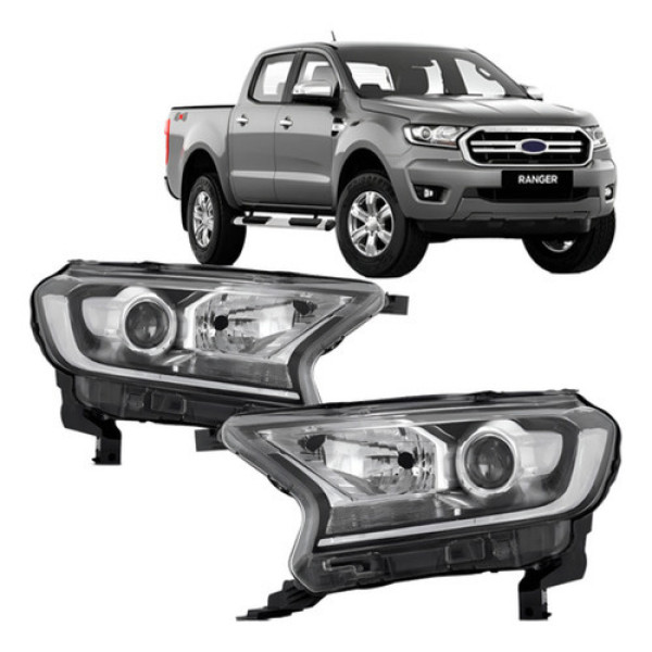 Par Farol Ranger 2016 A 2018 Manual/ Elétrico Mascara Negra Ambos Lados