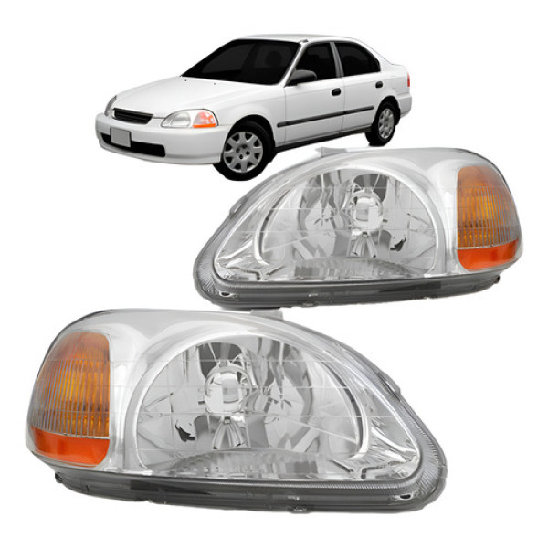 Farol Honda Civic 1996 1997 1998 Pisca Âmbar Modelo Original