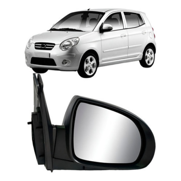 Retrovisor Picanto 2008 A 2009 Preto Elétrico C/ Pisca