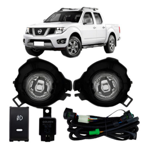 Kit Farol Milha Para Nissan Frontier Sel 07 A 12 Botão Orig