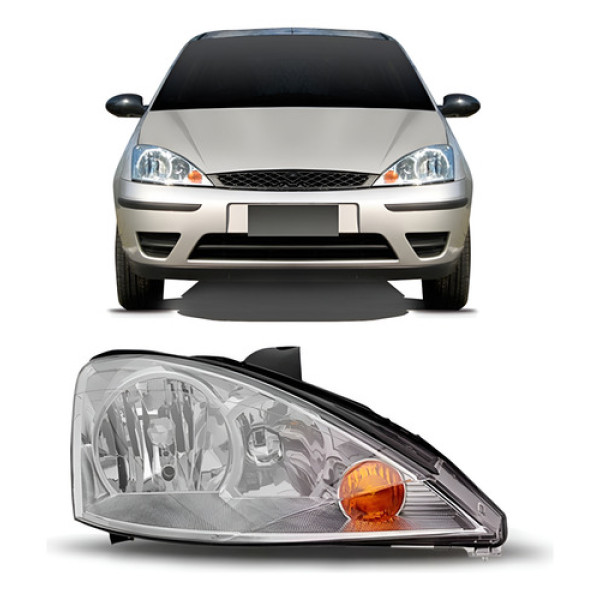 Farol Focus Eletrico/manual 2004 A 2008 Cromado Direito/passageiro