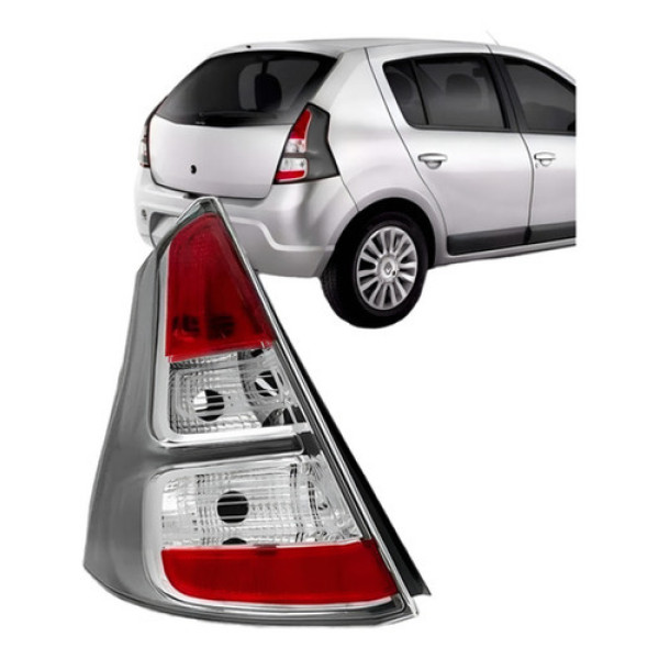 Lanterna Traseira Para Renault Sandero 12 13 14 Borda Cinza