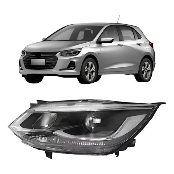 Farol Onix 20 A 24 Cromado Elétrico C/ Projetor Tyc Esquerdo