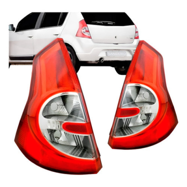 Par Lanterna Traseira Renault Sandero 08 09 10 11 Bicolor