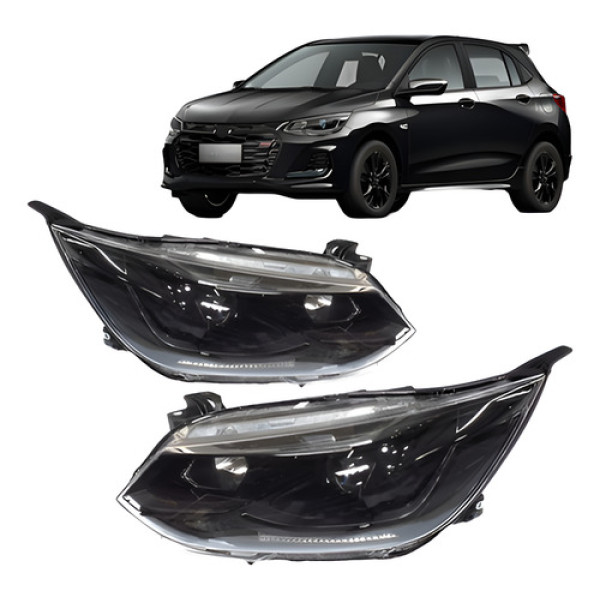 Par Farol Manual Onix 2020 A 2022 Mascara Negra C/ Projetor