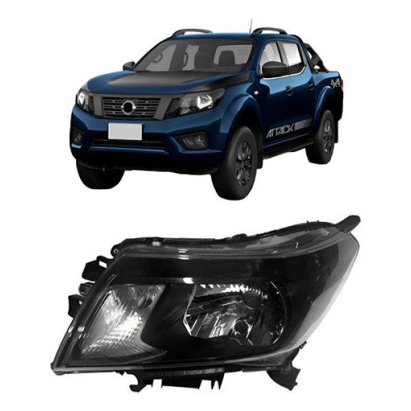 Farol Manual Para Nissan Frontier 2017 A 2021 Mascara Negra Esquerdo/motorista