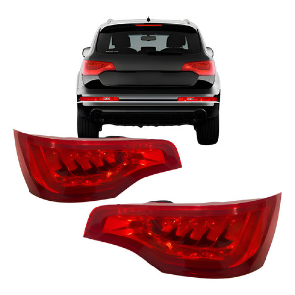 Par Lanterna Traseira Para Audi Q7 2010 A 2015 Com Led Canto Ambos Lados Vermelho