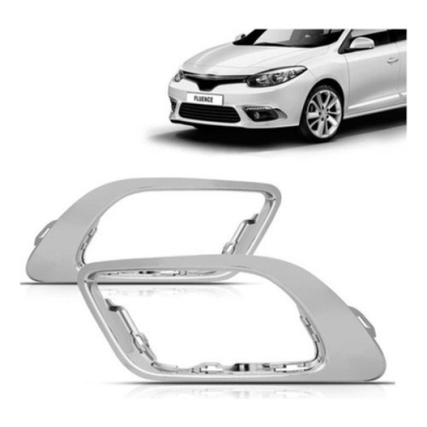 Par Aro Moldura Milha Renault Fluence 2014 Á 2018 Cromado