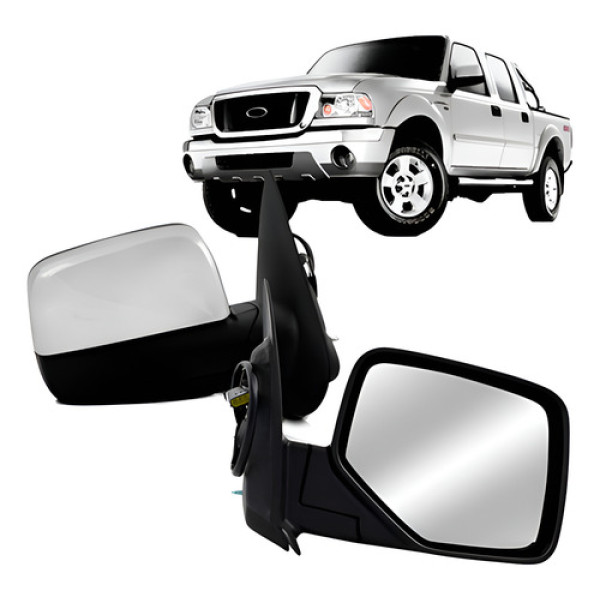 Par Retrovisor Ranger 2005 A 2009 Eletrico Capa Cromada