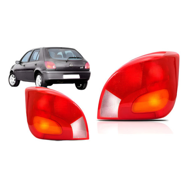 Par Lanterna Traseira Ford Fiesta 1996 97 98 99 00 01 2002 Ambos Lados Tricolor