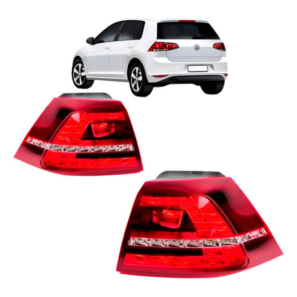 Par Lanterna Traseira Golf 2014 2015 2016 2017 Com Led Canto Ambos Lados Vermelho