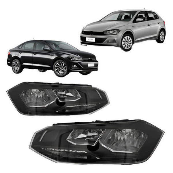 Par Farol Vw Polo / Virtus 2018 A 2019 Manual Friso Preto