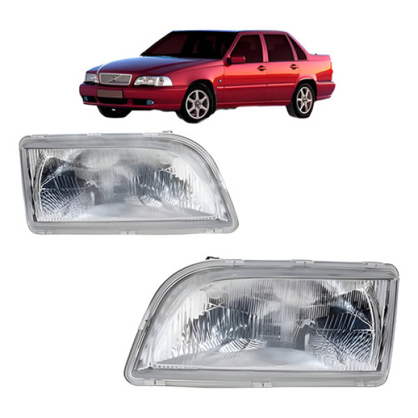 Par Farol Para Volvo S70 1997 1998 1999 2000 Lente Raiada