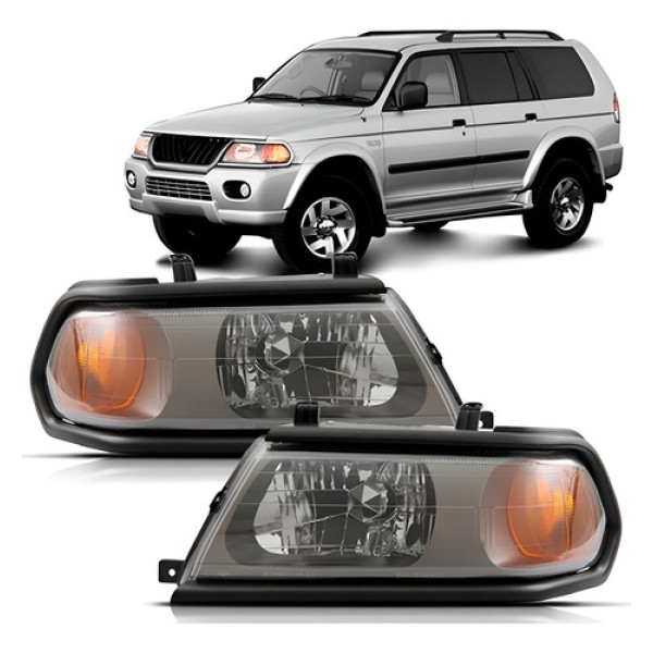 Par Farol Pajero Sport 2000 A 2004 Eletrico Mascara Cinza