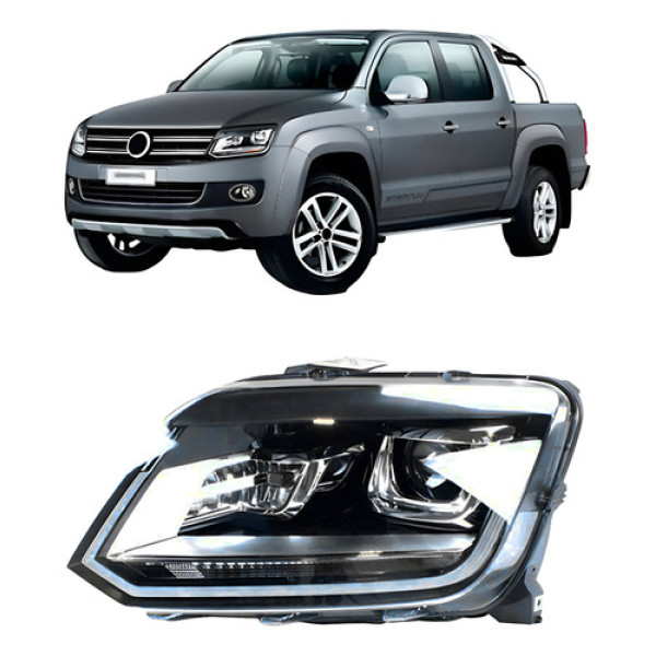 Farol Elétrico Vw Amarok 2017 A 2023 Led Com Motor