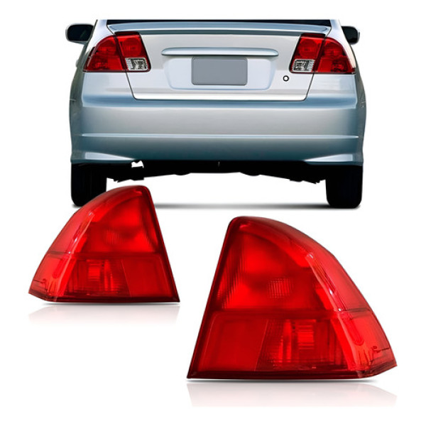 Lanterna Traseira Civic 2001 A 2002 Vermelha E Rosa