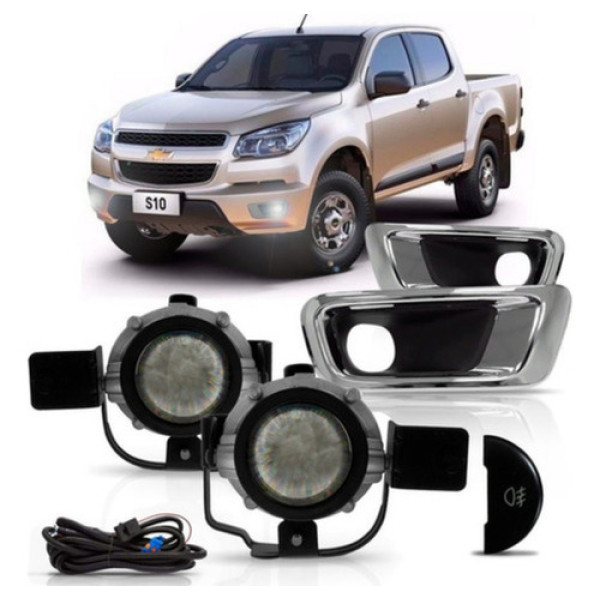 Kit Farol Auxiliar S10 Ls Lt Ltz 2012 À 2016 Moldura Cromad