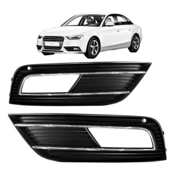 Par Moldura Milha Auxiliar Audi A4 2012 A 2015 Com Furo