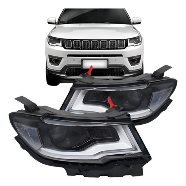 Farol Jeep Compass 2017 2018 Eletrico Com Motor Com Led Esquerdo/motorista