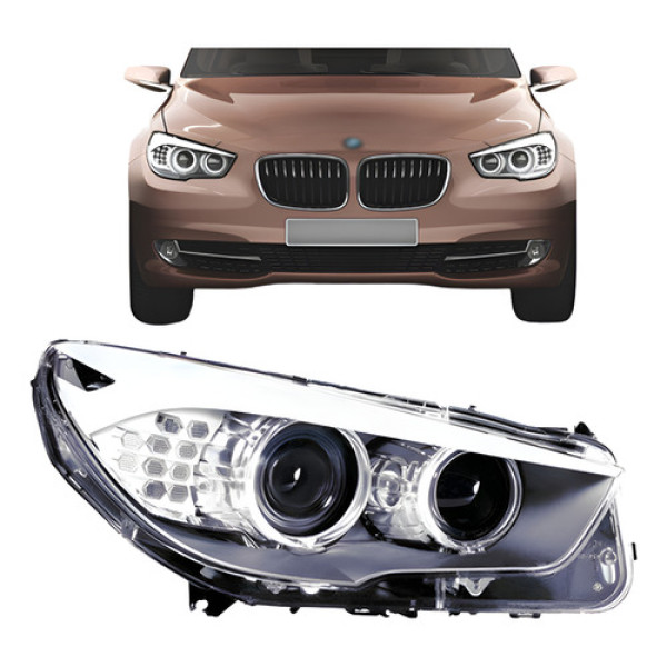 Farol Para Bmw Serie 5 2011 12 13 2014 Eletrico C/ Motor Led