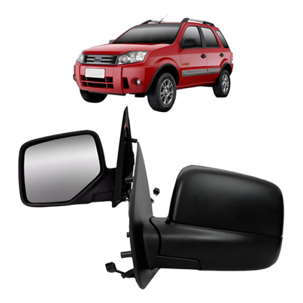Retrovisor Ecosport 2003 A 2009 Eletrico Preto Texturizado