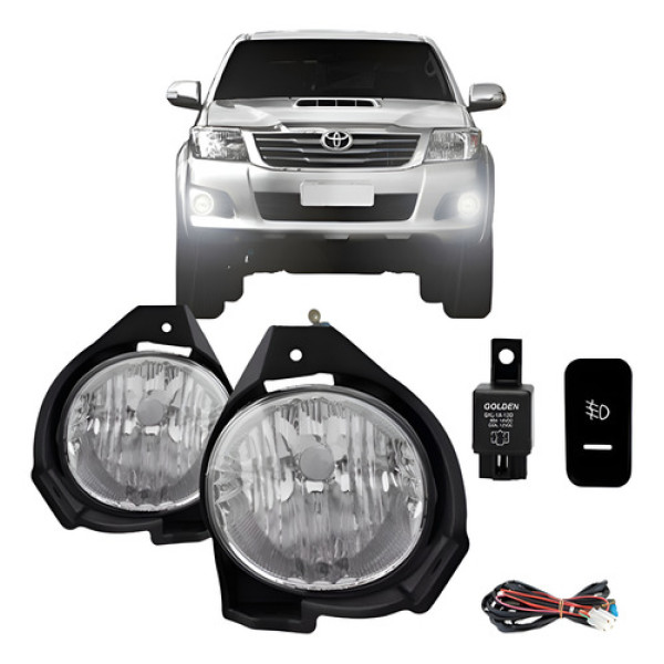 Kit Farol Neblina Milha Hilux Srv 2012 À 2015 Pick-up Transparente