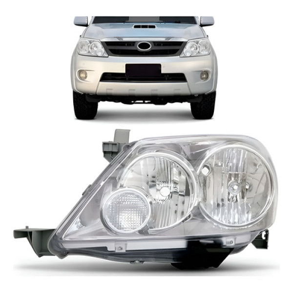 Farol Hilux Sw4 2004 A 2008 Cromado Esquerdo/motorista