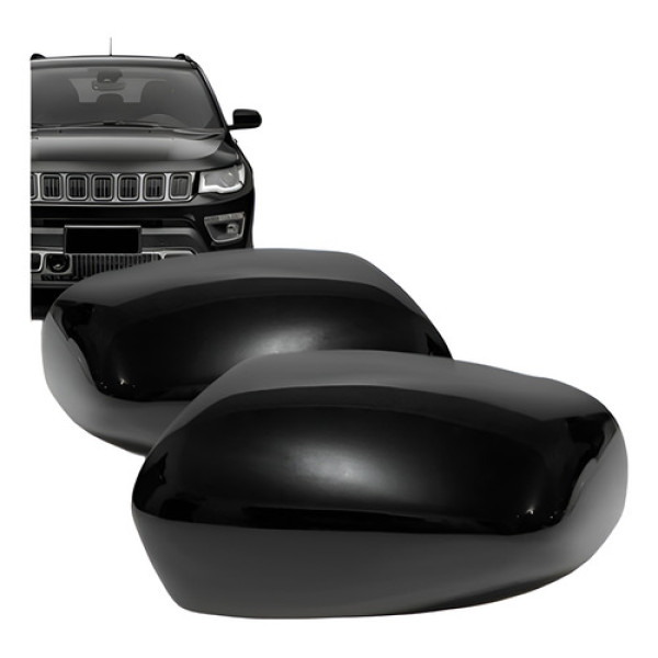 Par Capa Retrovisor Jeep Compass Night Eagle 2016 A 2023 Preto
