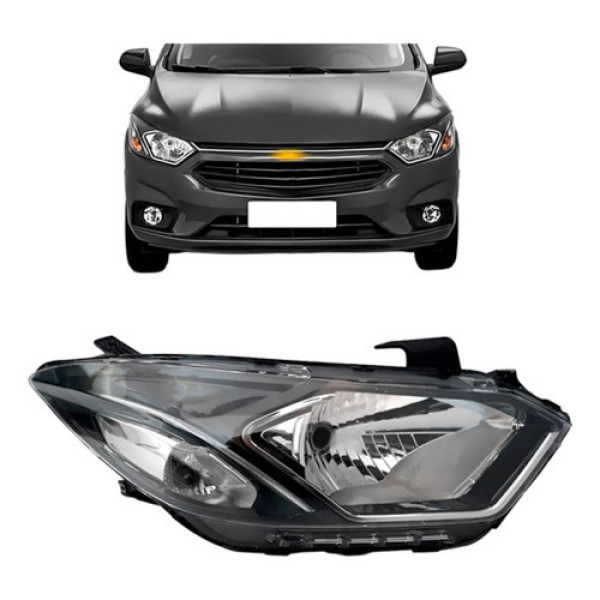 Farol Onix 2017 2018 2019 2020 Manual Com Led Friso Cromado