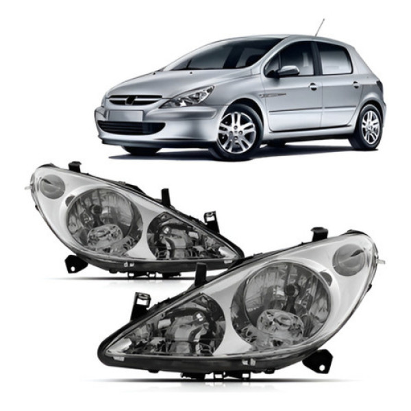 Jogo Farol Peugeot 307 2001 2002 2003 2004 2005 S/ Auxiliar
