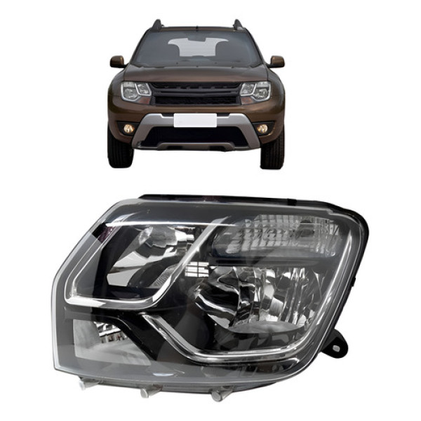 Farol Duster 2015 2016 Sem Cupula Azul Modelo Original Esquerdo/motorista