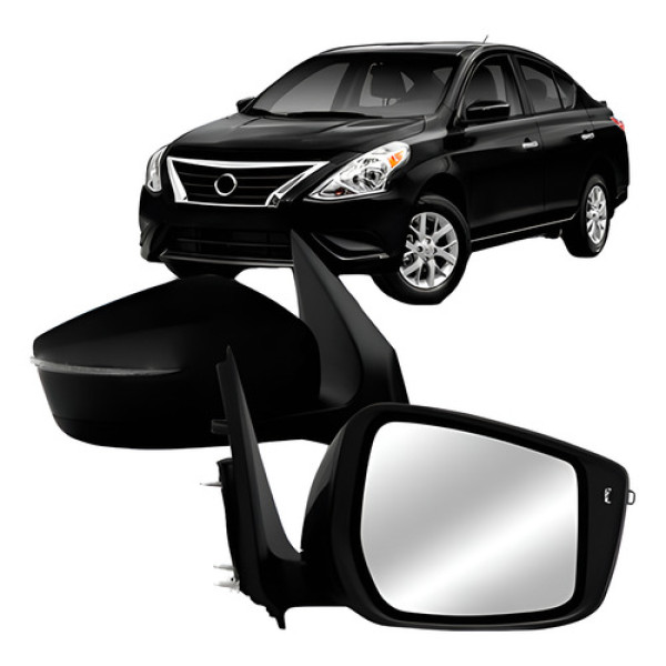 Par Retrovisor Versa 2016 A 2019 C/pisca (fino) Preto Liso