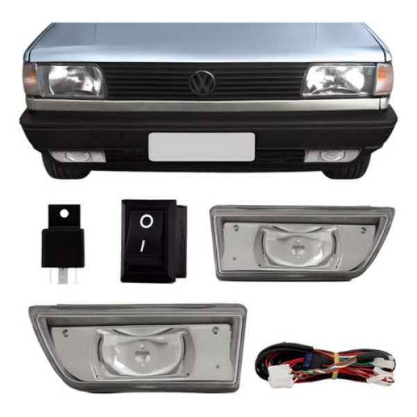 Kit Farol Auxiliar Gol Parati Saveiro Voyage Quadrado 87/97 Transparente