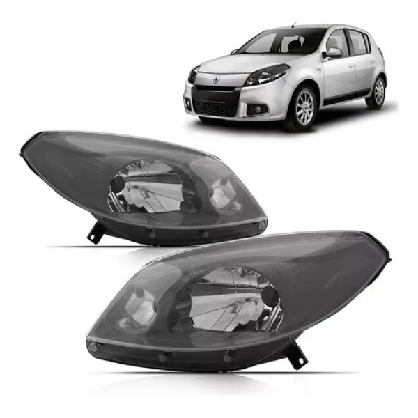 Par Farol Sandero 2011 2012 2013 2014 Máscara Cinza