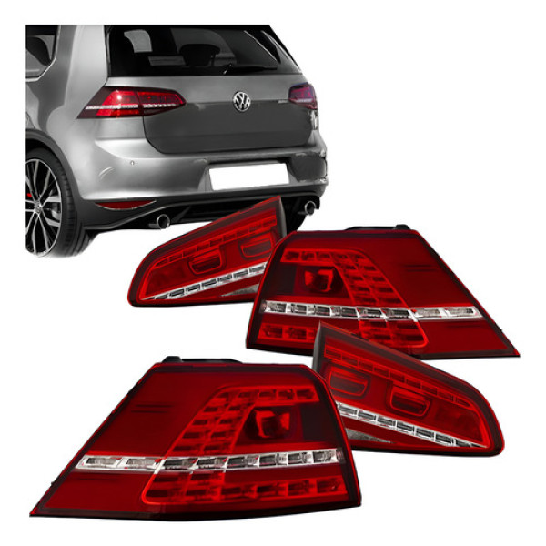 Jogo Lanternas Traseiras Golf Gti Mk7 2014 A 2020 Com Led Ambos Lados Vermelho