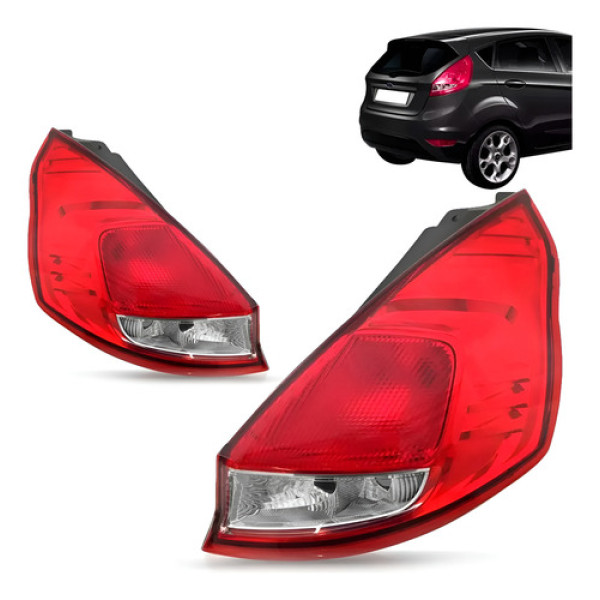 Par Lanterna Traseira New Fiesta Hatch 2012 Mexicano Lisa Ambos Lados Bicolor Lisa