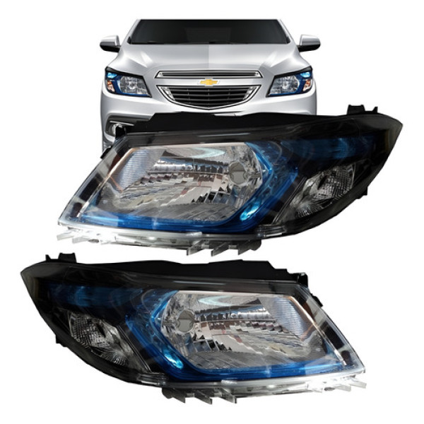 Farol Onix Prisma 2012 2013 2014 Mascara Negra Fume Direito/passageiro