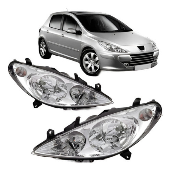 Par Farol Para Peugeot 307 2001 2002 2003 A 2005 C/ Auxiliar